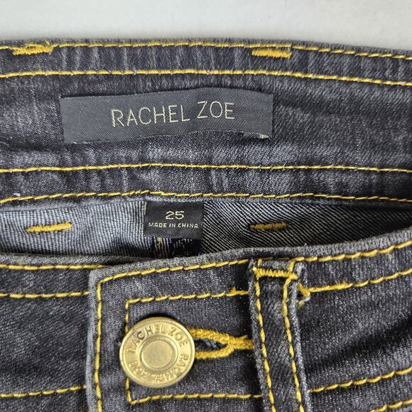 Rachel Zoe Flared Jeans Bellbottom Blue Gold Bootcut Stretch Denim Size 25 Tall - Picture 9 of 16